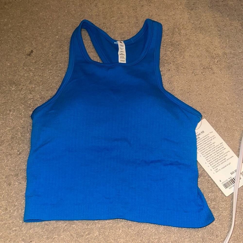 NWT Lululemon Ebb to Street RB Crop Tank in Poolside blue